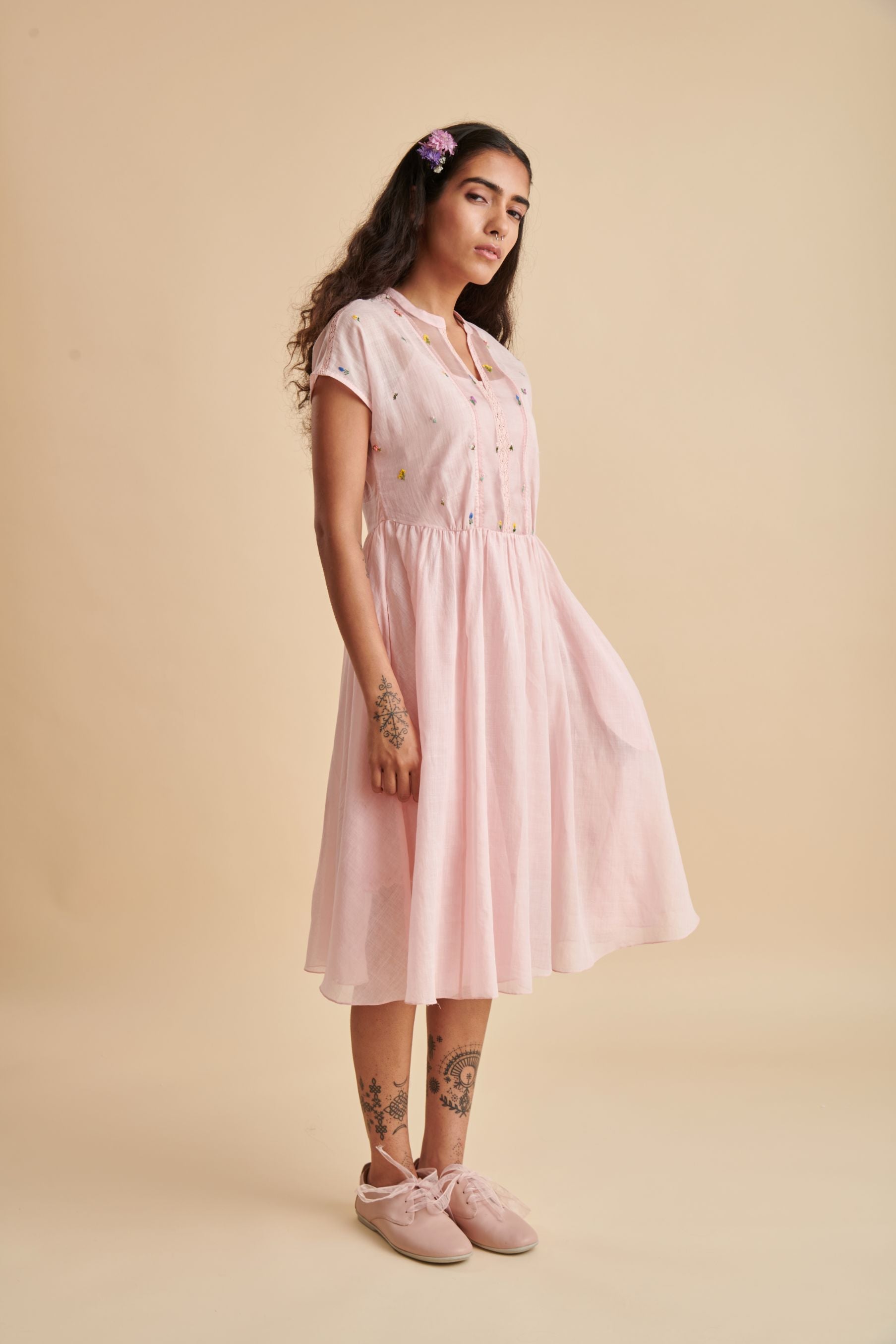 Hazel Midi Dress in Pink