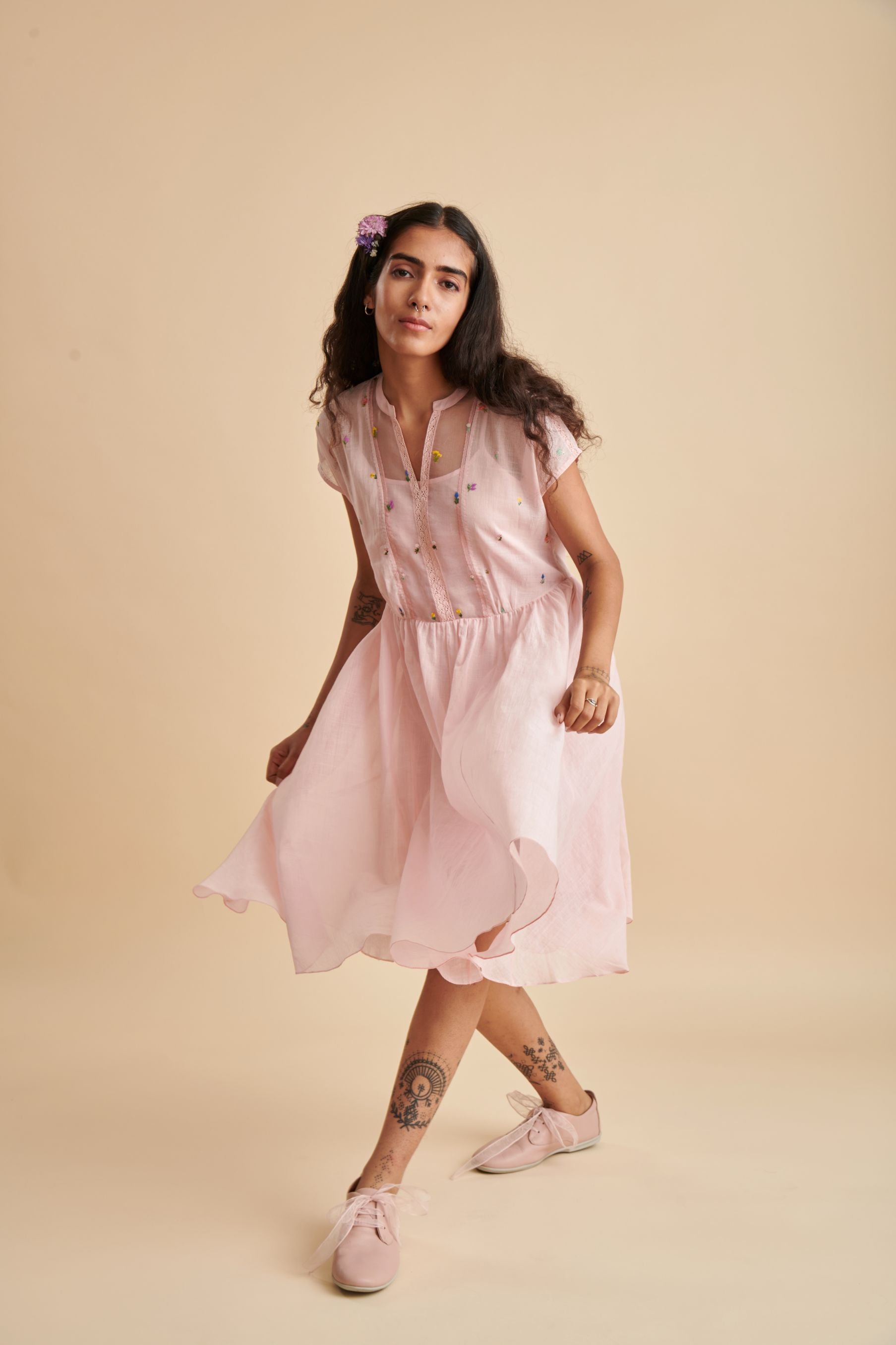 Hazel Midi Dress in Pink