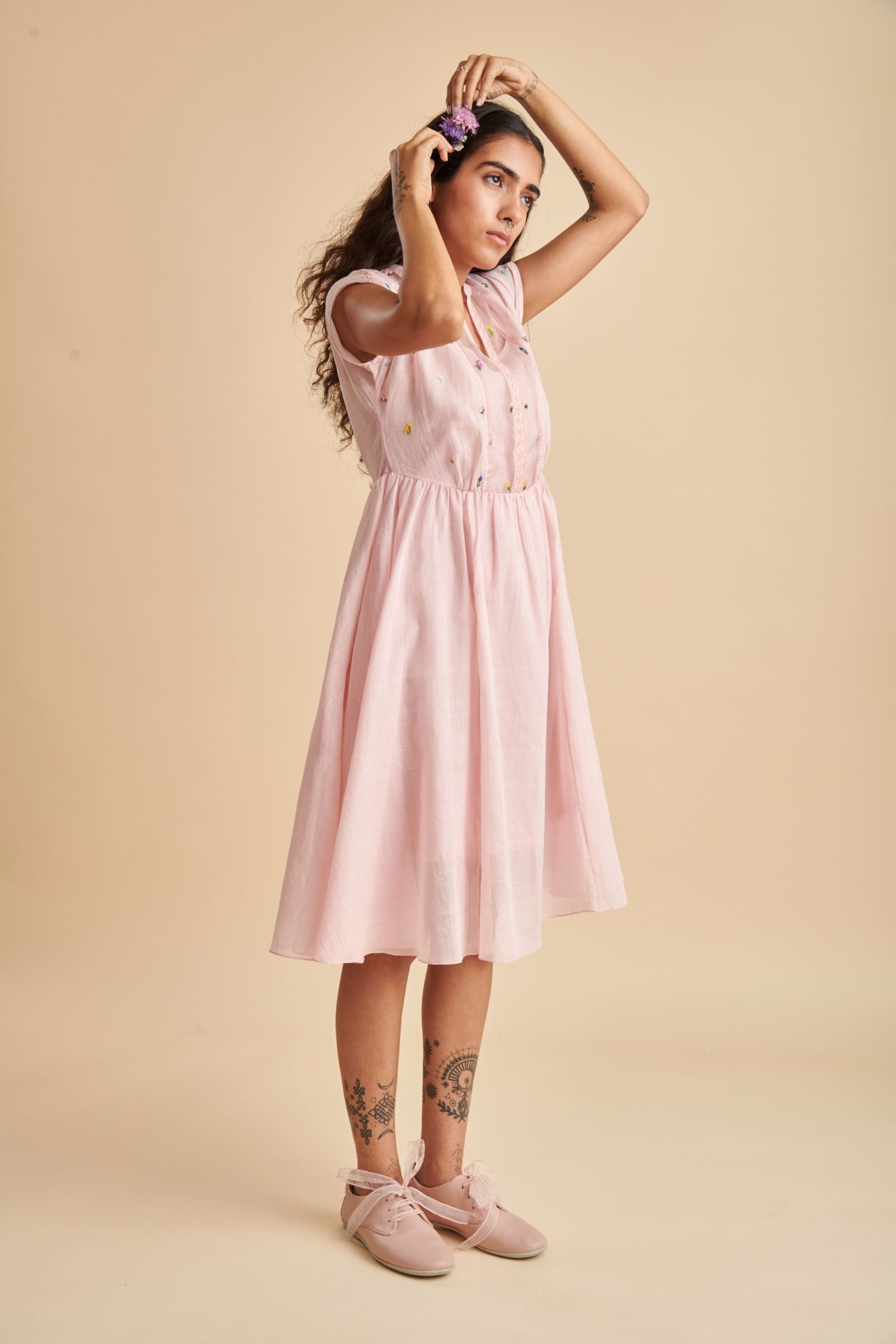 Hazel Midi Dress in Pink