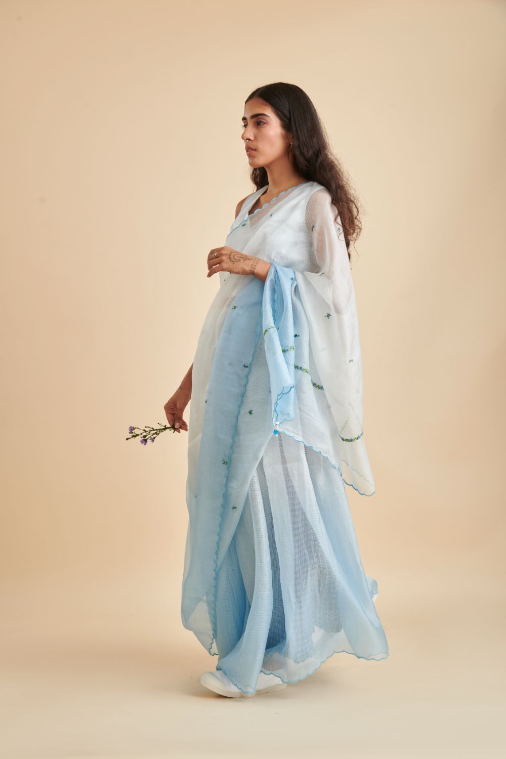 Blue Bell Kota Silk Embroidered Sari