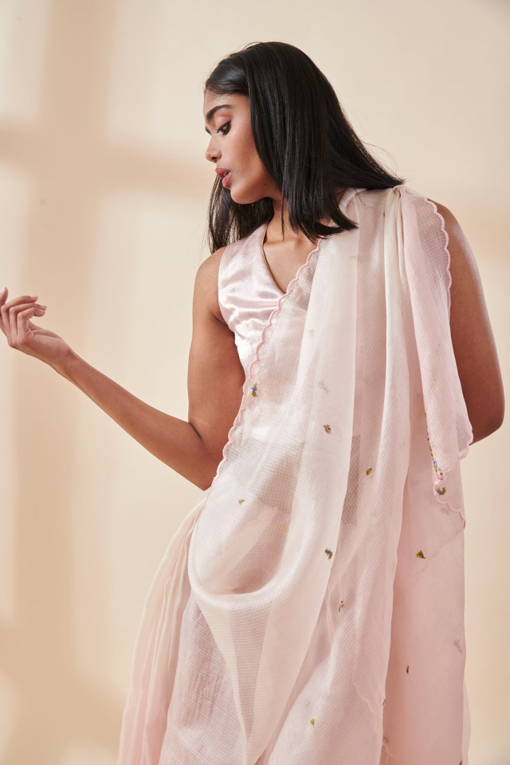 Raisa Kota Silk Embroidered Sari