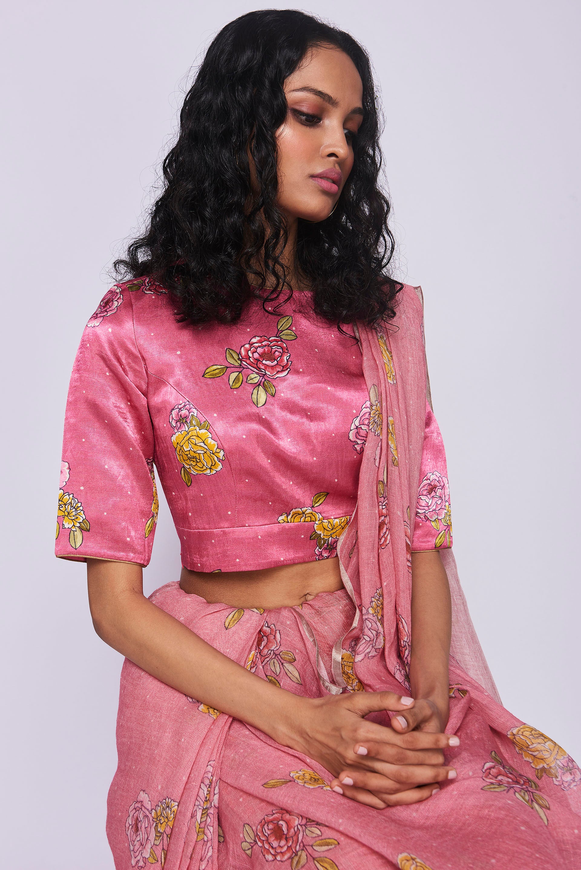 Pink Rosette Sari