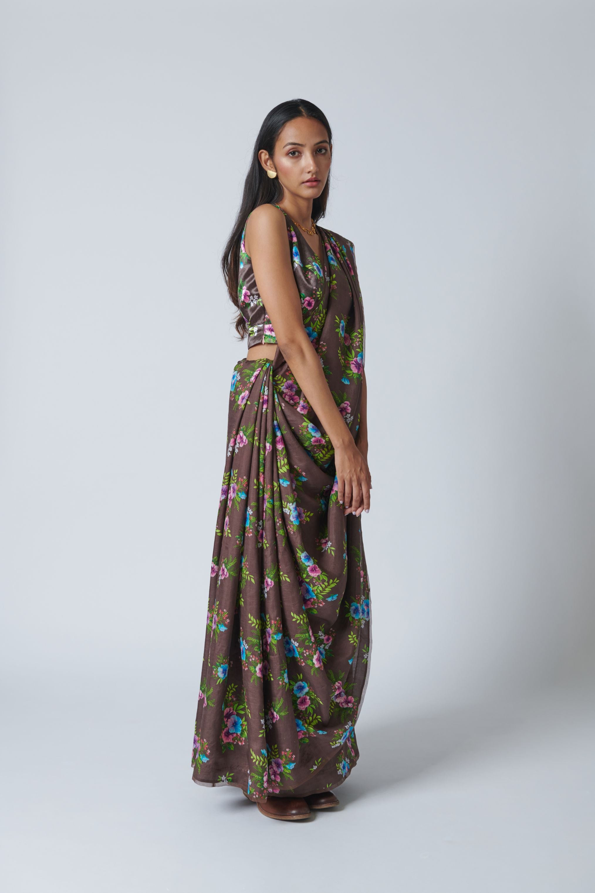 Pansy Mulberry Silk Sari