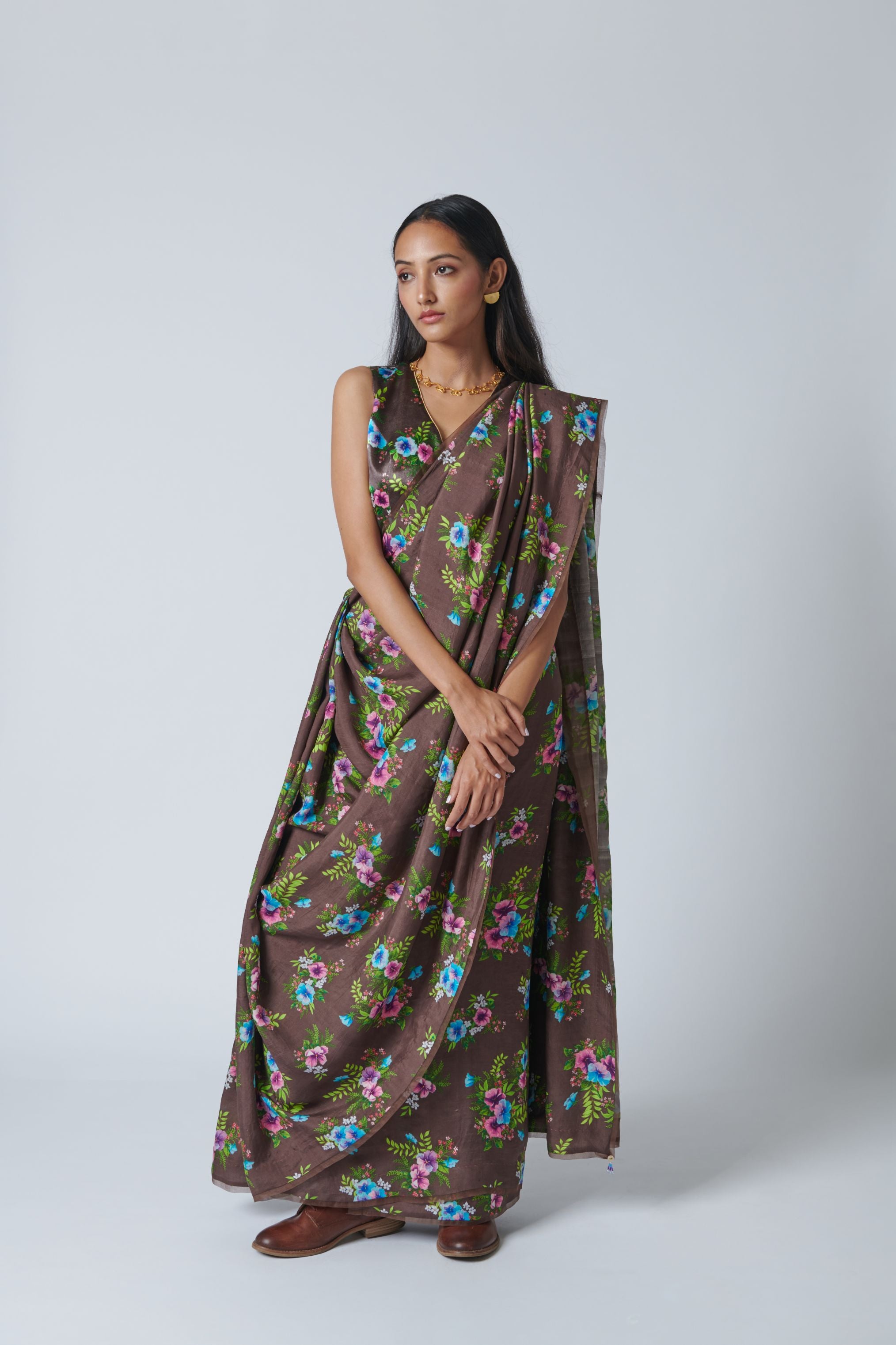 Pansy Mulberry Silk Sari