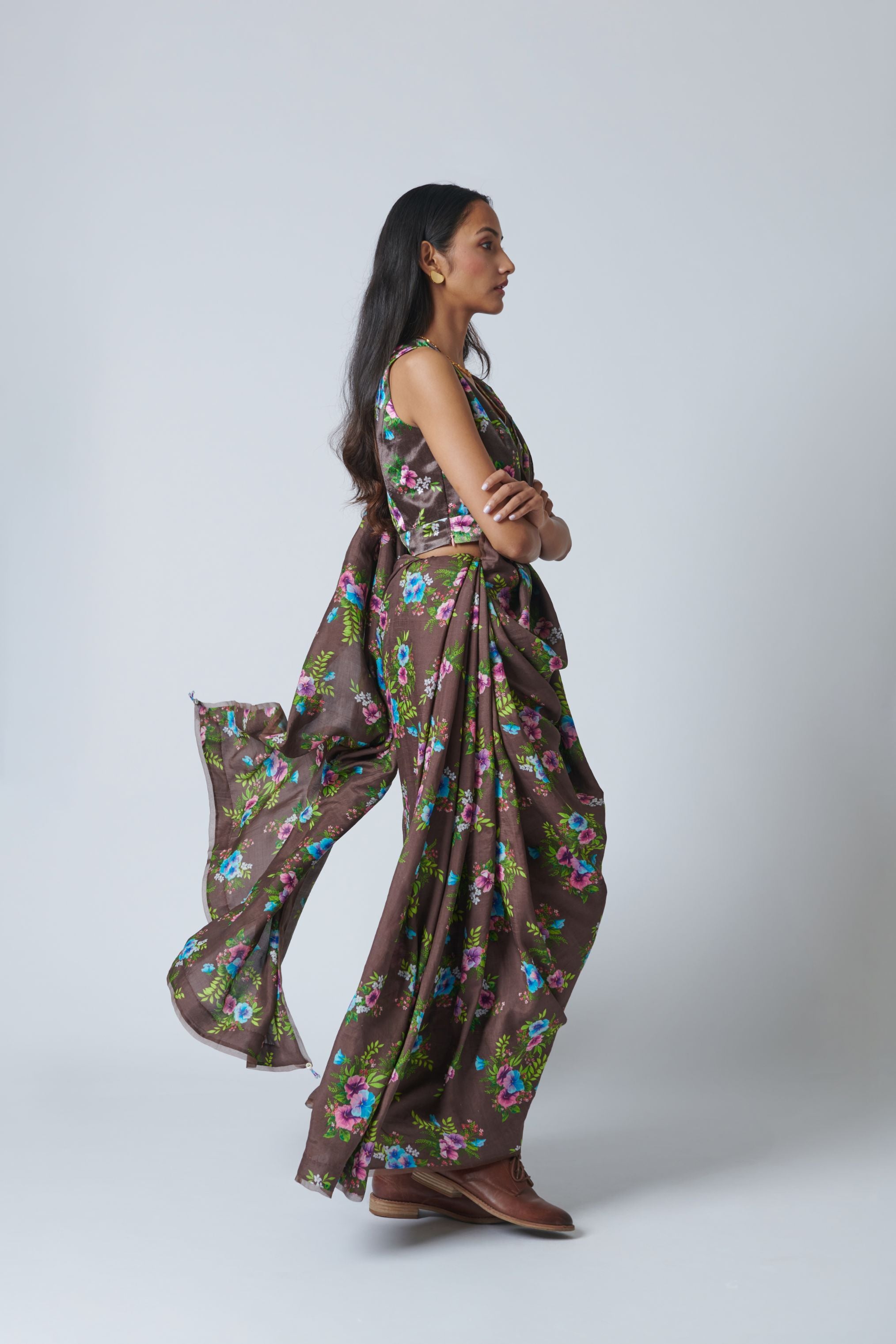 Pansy Mulberry Silk Sari