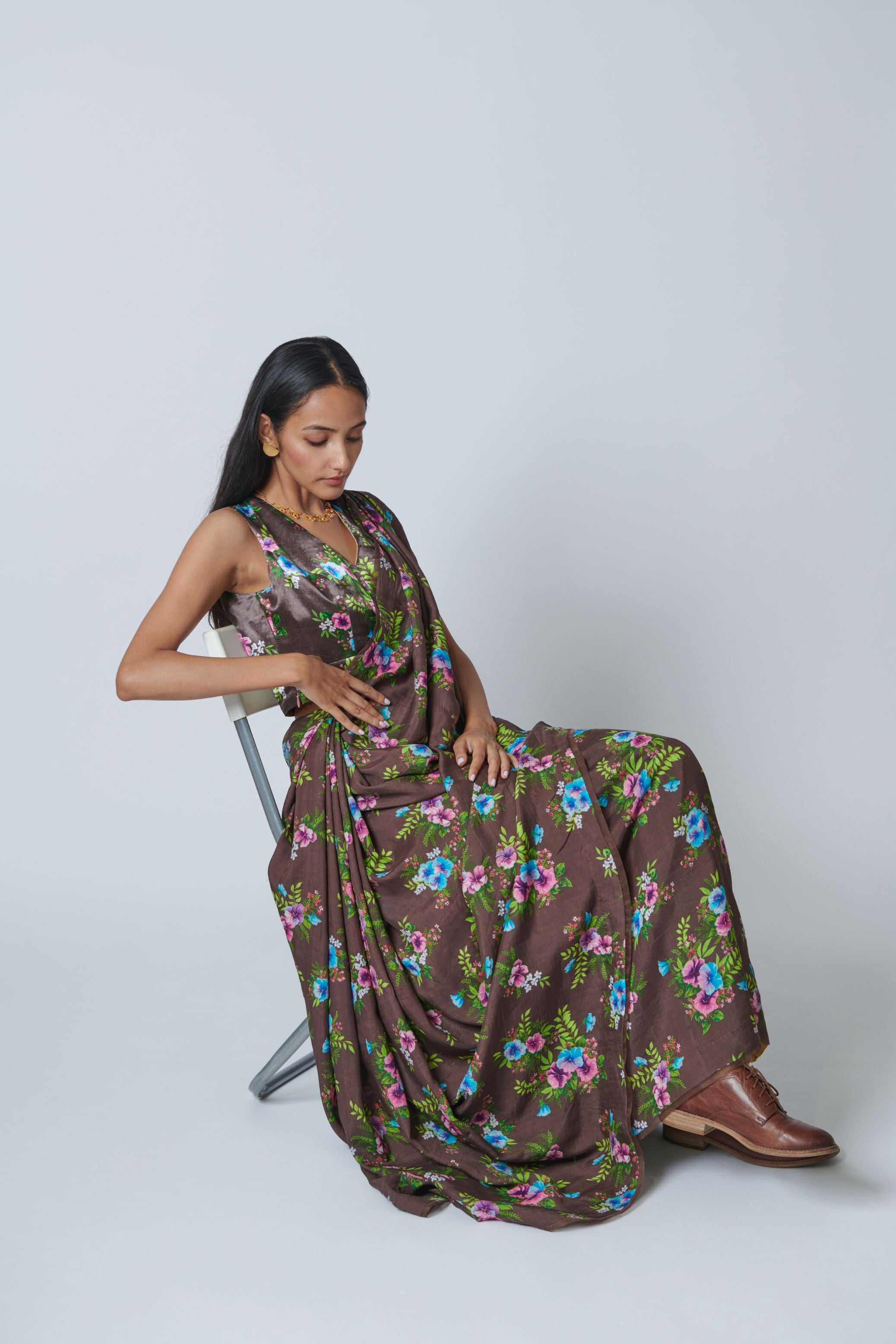 Pansy Mulberry Silk Sari