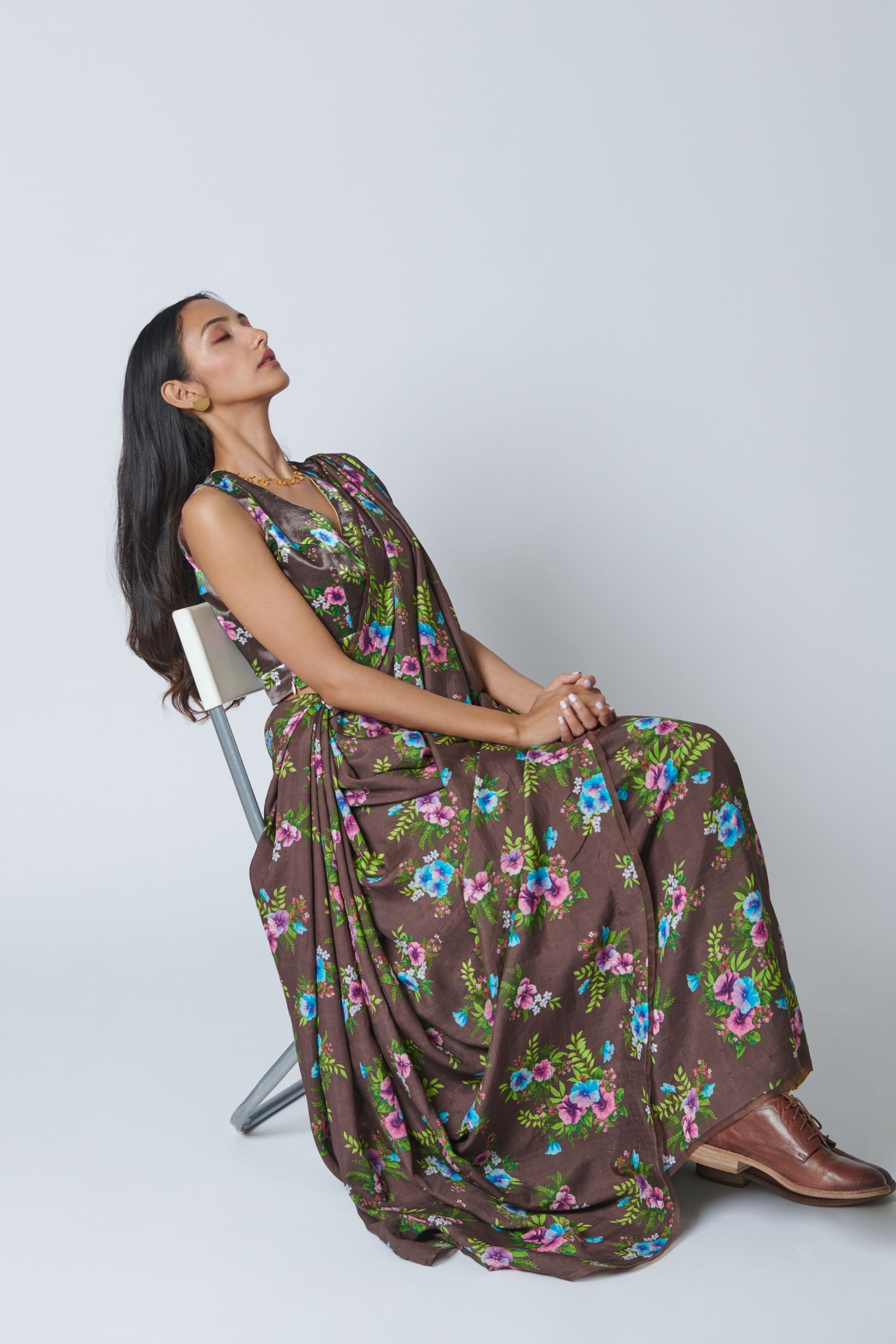 Pansy Mulberry Silk Sari