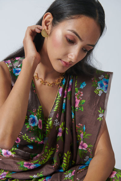 Pansy Mulberry Silk Sari
