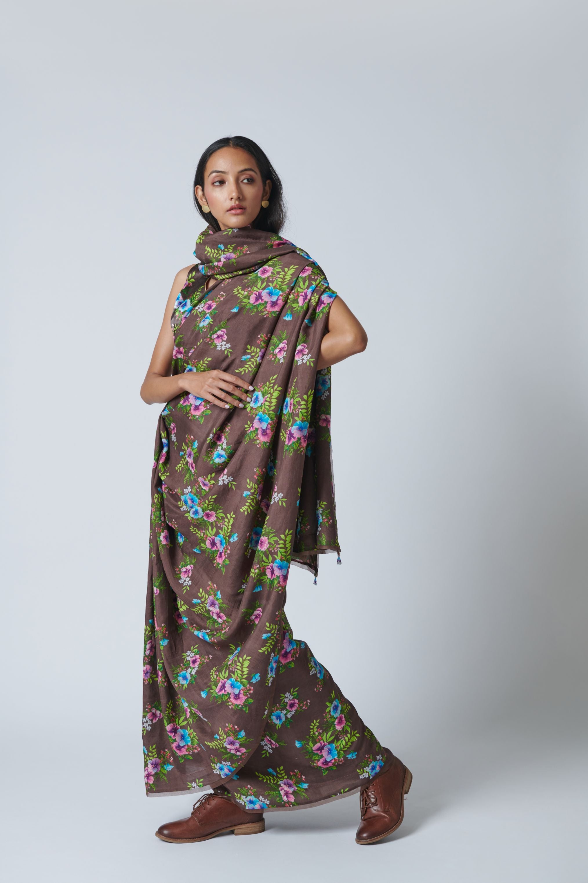 Pansy Mulberry Silk Sari