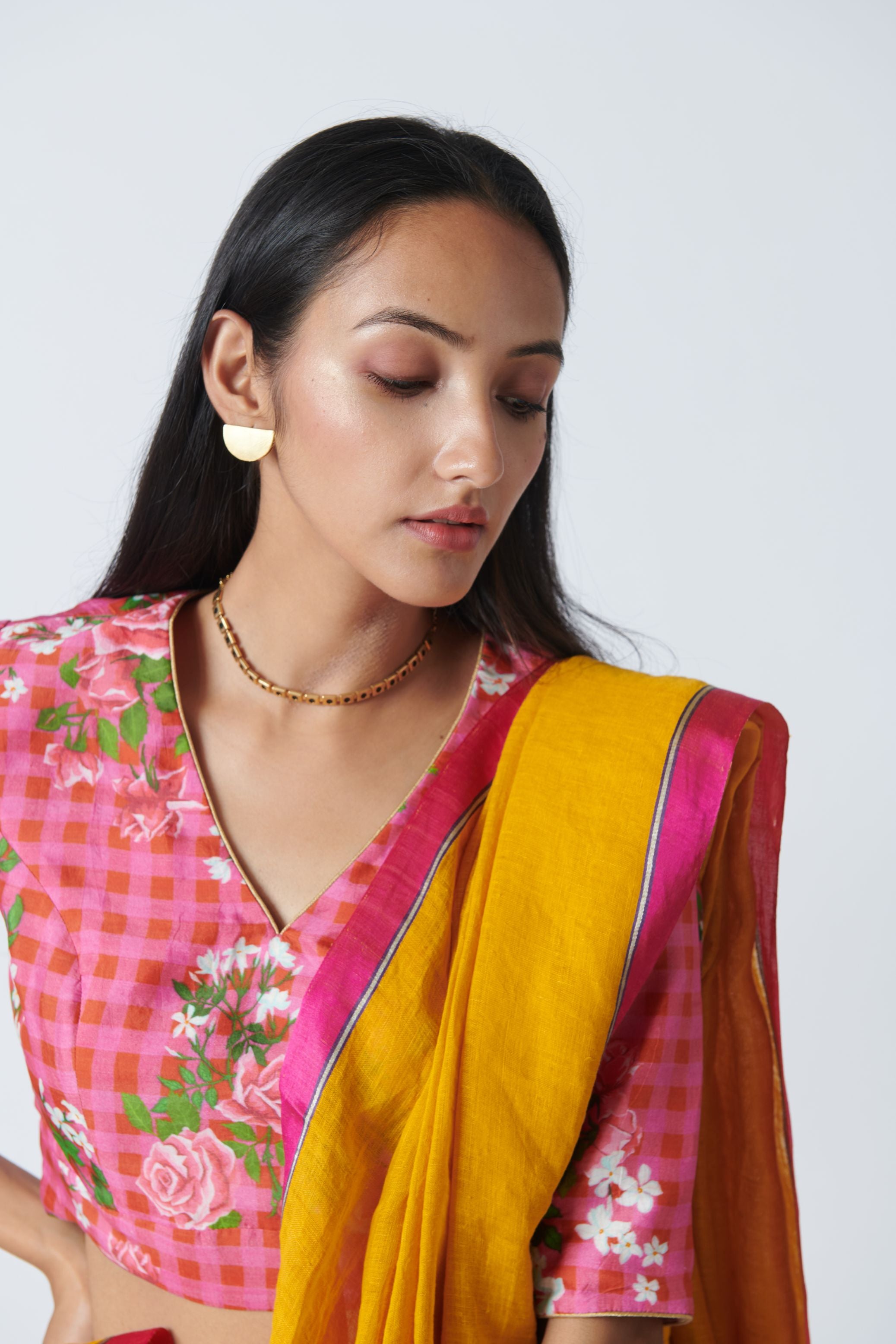 Marigold Yellow Linen Sari