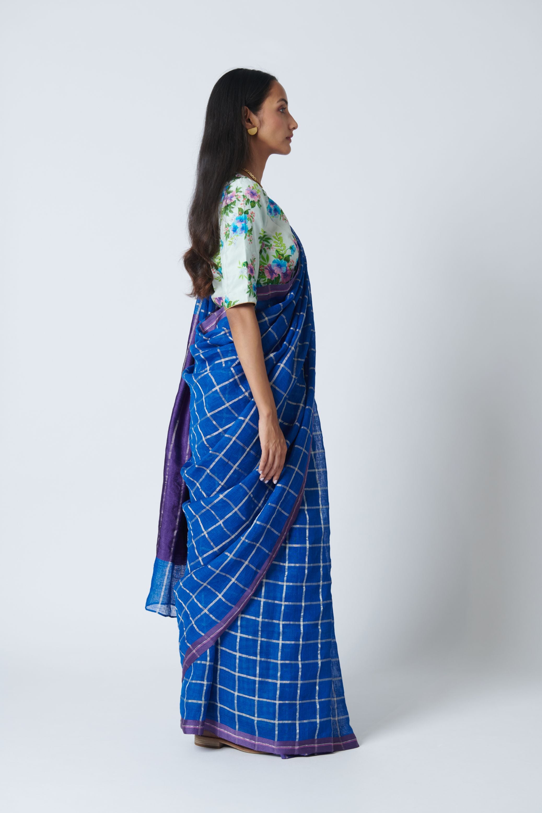 Lapis Blue Linen Sari