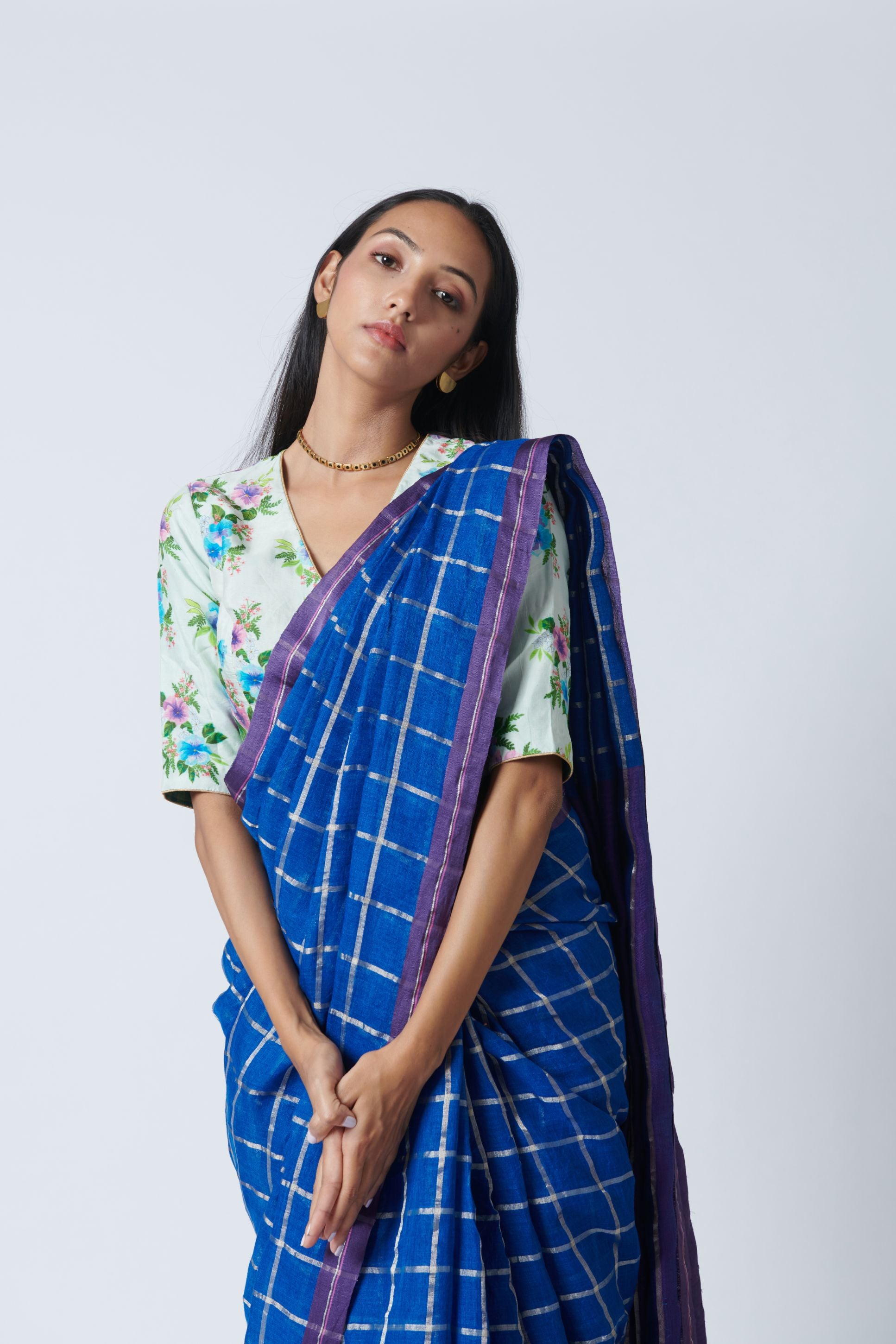 Lapis Blue Linen Sari