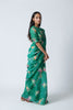 Jade Green Floral Bunch Linen Sari