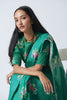 Jade Green Floral Bunch Linen Sari