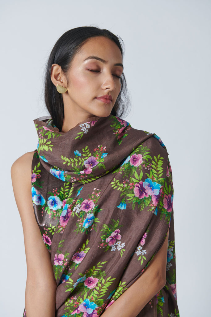 Pansy Mulberry Silk Sari