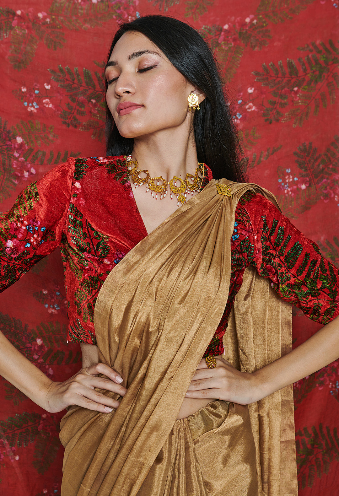 Molten Gold Silk Tissue Sari