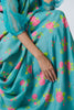 Turquoise Roses Mulberry Silk Sari